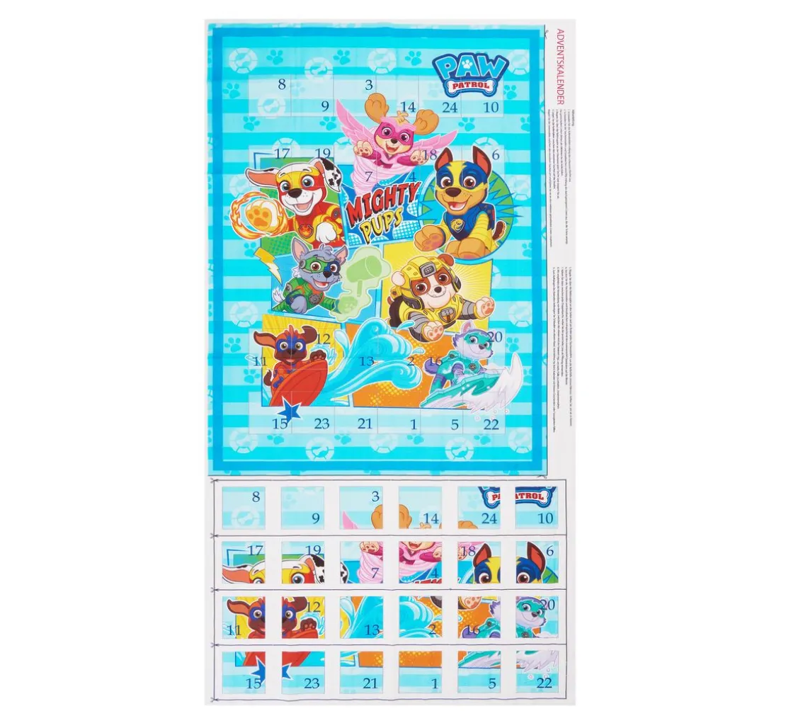 Adventskalender Stoffpanel "Paw Patrol Mighty Pups", ca. 150 x 80 cm