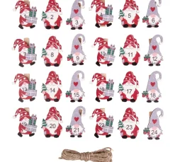 Adventszahlen "Weihnachtswichtel Santa" auf Holzklammer