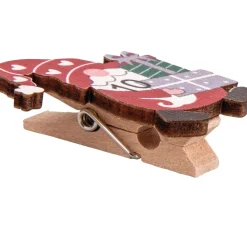 Adventszahlen "Weihnachtswichtel Santa" auf Holzklammer