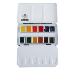 AKADEMIE Aquarellkasten mit halben Näpfchen