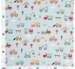 Baumwoll-Stoff "Baufahrzeuge"