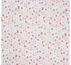 Baumwoll-Stoff "Blumen, Regenbogen und Schmetterlinge"