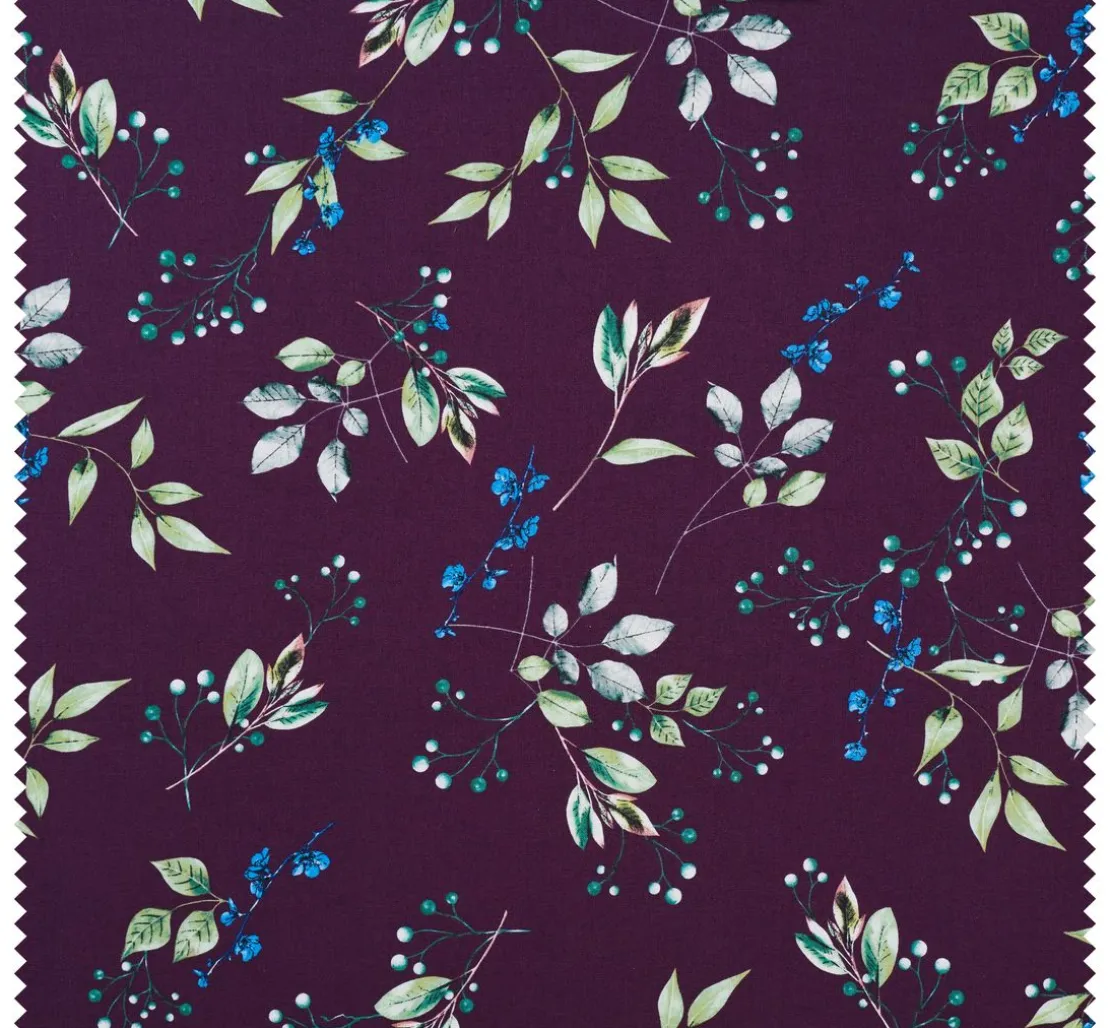 Baumwoll-Stoff "Brilliant" Zweige-Aubergine