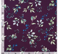 Baumwoll-Stoff "Brilliant" Zweige-Aubergine