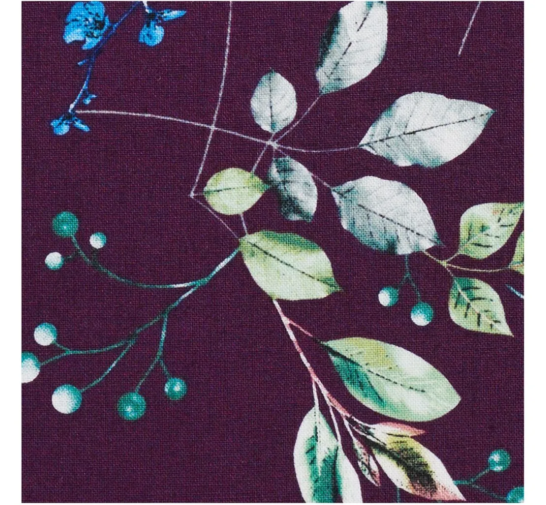 Baumwoll-Stoff "Brilliant" Zweige-Aubergine