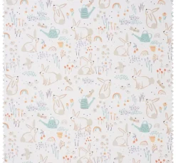 Baumwoll-Stoff "Hasen und Regenbogen"