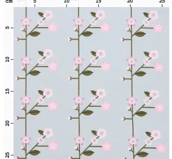 Baumwoll-Stoff Popeline "Sakura Zweige Smoke Blue"