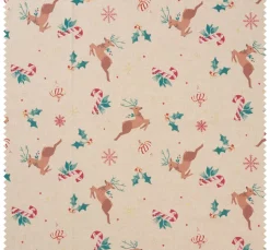 Canvas-Stoff "Rentier mit Glitzerschneeflocken"