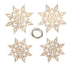 3D Holz-Anhänger "Schneeflocken" zum Stecken