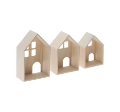 3D Holzhäuschen, 3er-Set