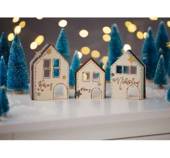 3D Holzhäuschen, 3er-Set