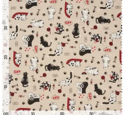 Dekostoff Leinenoptik "Cats"