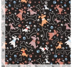 Dekostoff Leinenoptik "Dogs"