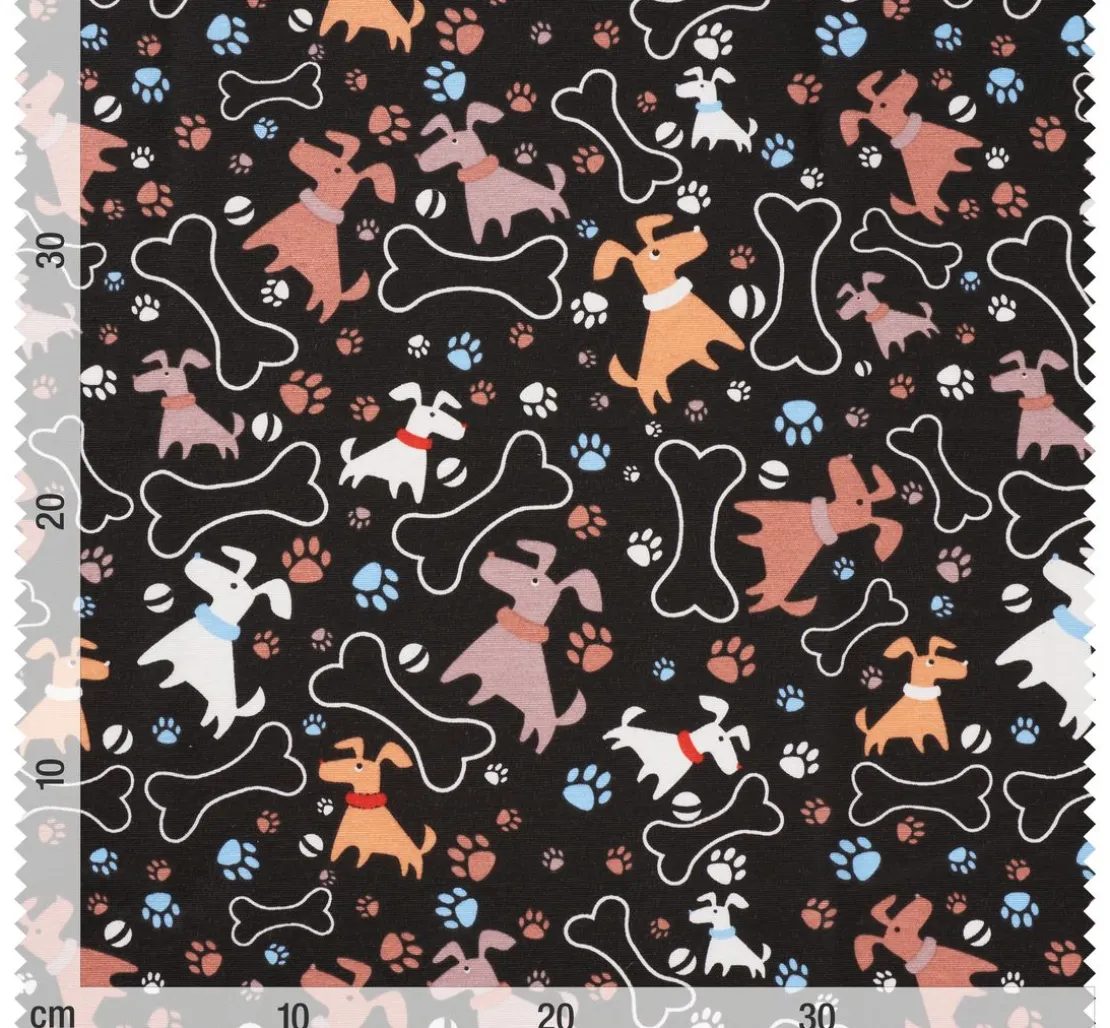 Dekostoff Leinenoptik "Dogs"