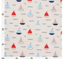 Dekostoff Leinenoptik "Segelboote"