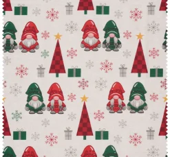 Dekostoff Leinenoptik "Wichtel und Tannen"