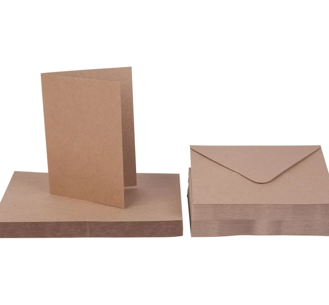 Doppelkarten mit Umschlägen "Kraftpapier", DIN A6, 50 Stück