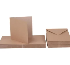 Doppelkarten mit Umschlägen "Kraftpapier", 12,5 x 12,5 cm, 50 Stück