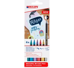 edding 1340 Pinselstift "Metallic", 6er-Set