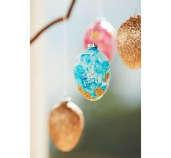 Eier-Anhänger, 12 Stück, Terrakotta, weiß, H 6 cm