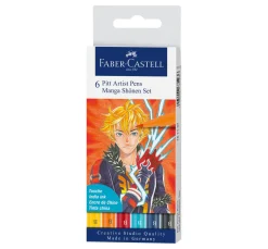 Faber-Castell Pitt Artist Pen Manga Shônen Set, 6 Stifte