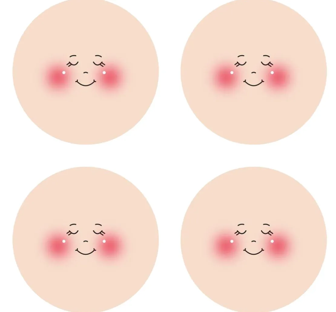 Gesichter auf Trikotstoff "Lisa", Ø 4 cm