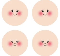 Gesichter auf Trikotstoff "Stefy", Ø 4 cm