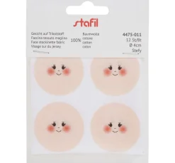 Gesichter auf Trikotstoff "Stefy", Ø 4 cm