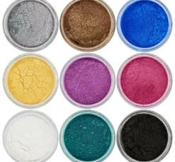 Glimmerpuder Farbset, 9 Tiegel