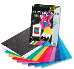 Glitterpapier, 23x33 cm, 10 Blatt farbig sortiert