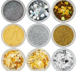 Gold Silber Partikelmix, 9 Tiegel