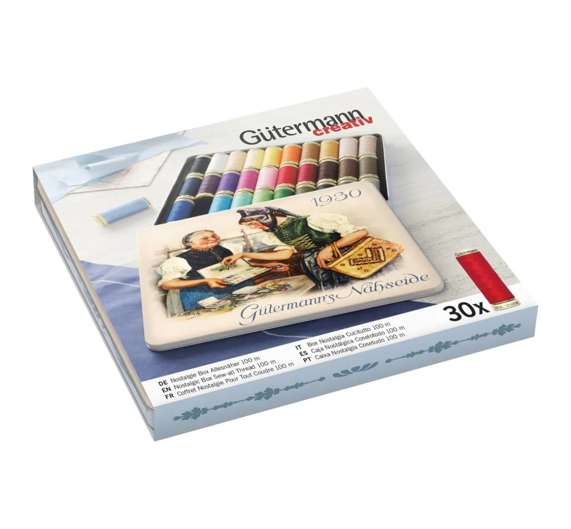 Gütermann Nostalgie-Box Allesnäher, 30 Spulen
