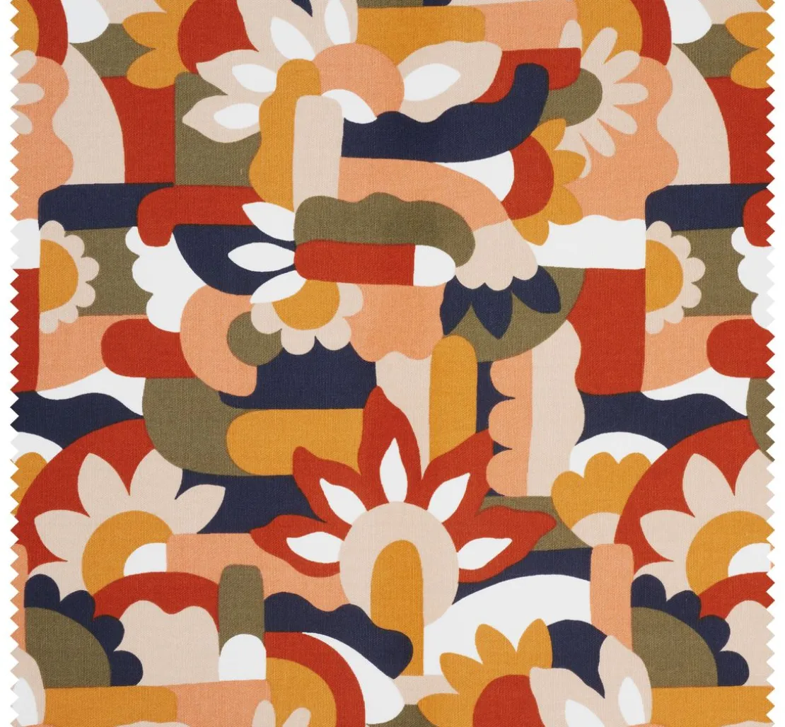 Halbpanama-Stoff "Naive Blumen"