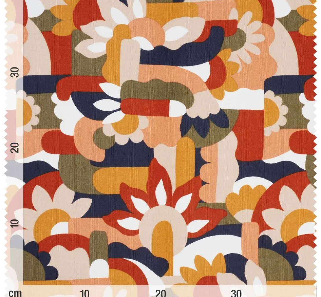 Halbpanama-Stoff "Naive Blumen"