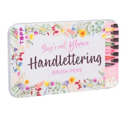 Handlettering Designdose Brush Pens Sag's mit Blumen