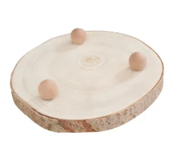 Holz Dekoplatte mit Rinde, auf Füßen, natur