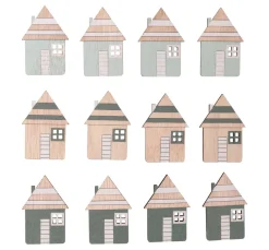 Holz Streuteile "Haus-Mix" mit Klebepunkt