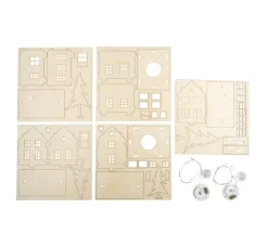 Holzbausatz "Lichterhäuser und Tannen", inkl. LED