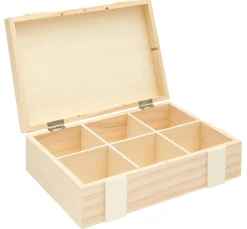 Holz-Kiste / Aufbewahrungsbox mit 6-facher Einteilung