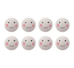 Holzkugel mit Gesicht "Weiß", gebohrt, 8 Stk.