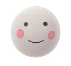 Holzkugel mit Gesicht "Weiß", gebohrt, 8 Stk.