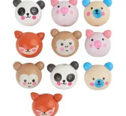 Holzkugeln mit Gesicht "Cute Animals"