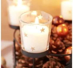 Holz-Metall-Adventskranz mit Baumsilhouette