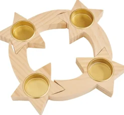 Holz-Metall-Adventsring "Sterne", zum Zusammenstecken