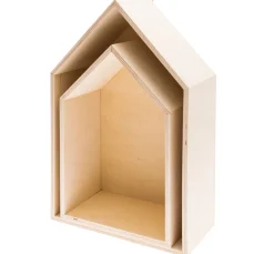 Holzregal "Haus", 2er-Set