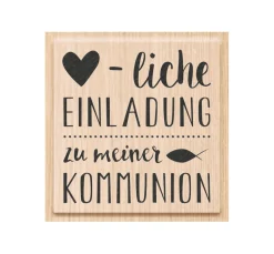 Holzstempel "Herzliche Einladung Kommunion"