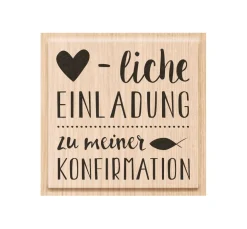 Holzstempel "Herzliche Einladung Konfirmation"