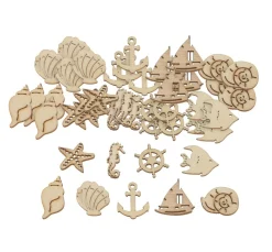 Holz-Streuteile "Maritim", 45 Stück