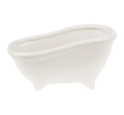 Keramik-Seifenschale "Badewanne", 15x7x7,2cm, weiß glänzend