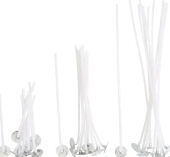 Kerzendochte gewachst mit Metallfuß, 3 versch. Größen